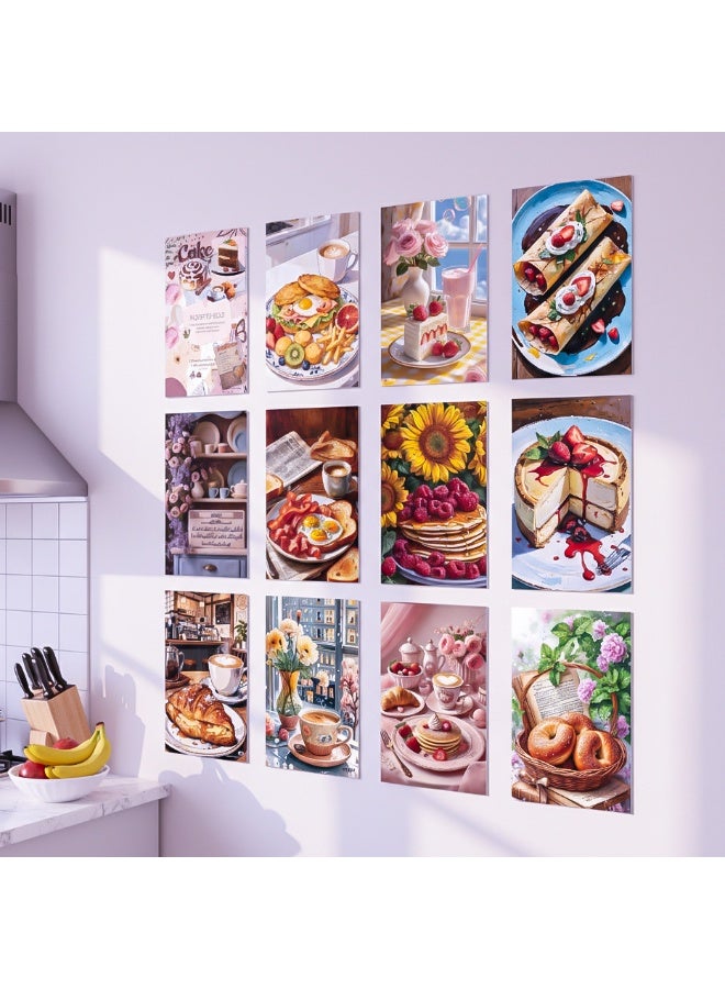 Luxury kitchen and dining room wall art – 12-piece set of 300gsm coated paper panels, modern designs of colorful and appetizing food, baked goods and desserts, perfect for decorating homes, restaurants and very upscale cafes. - Image 1